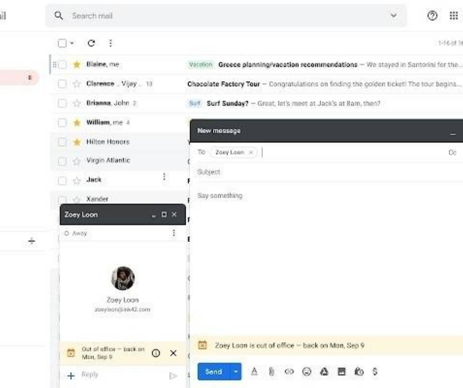 Gmail will now warn users when an email recipient is out of the office