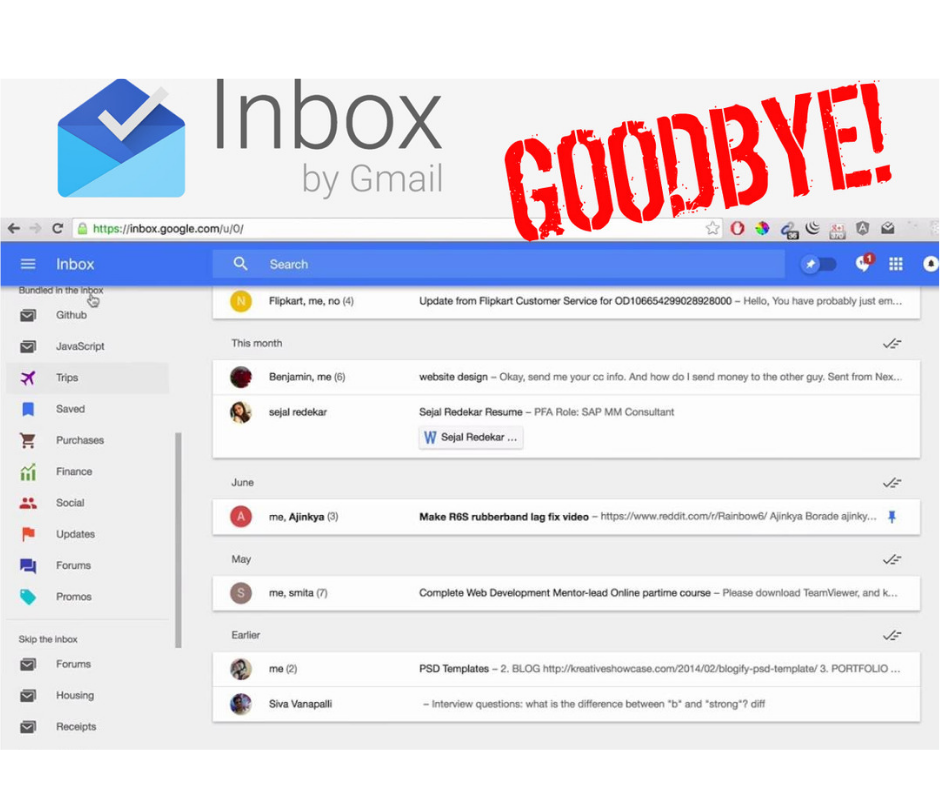 Say goodbye to Inbox by Gmail :(