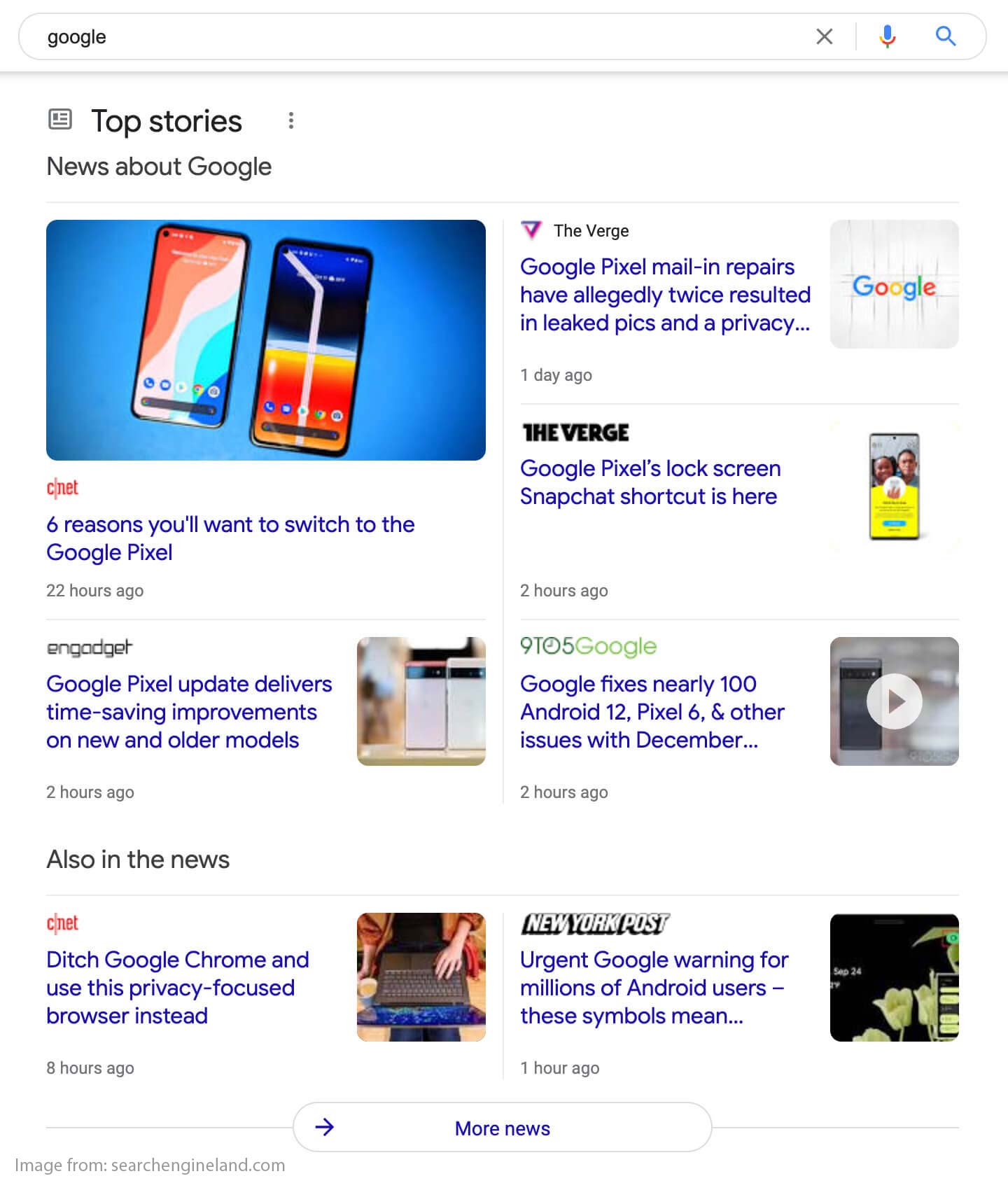 Google rolling out new Top stories design on desktop