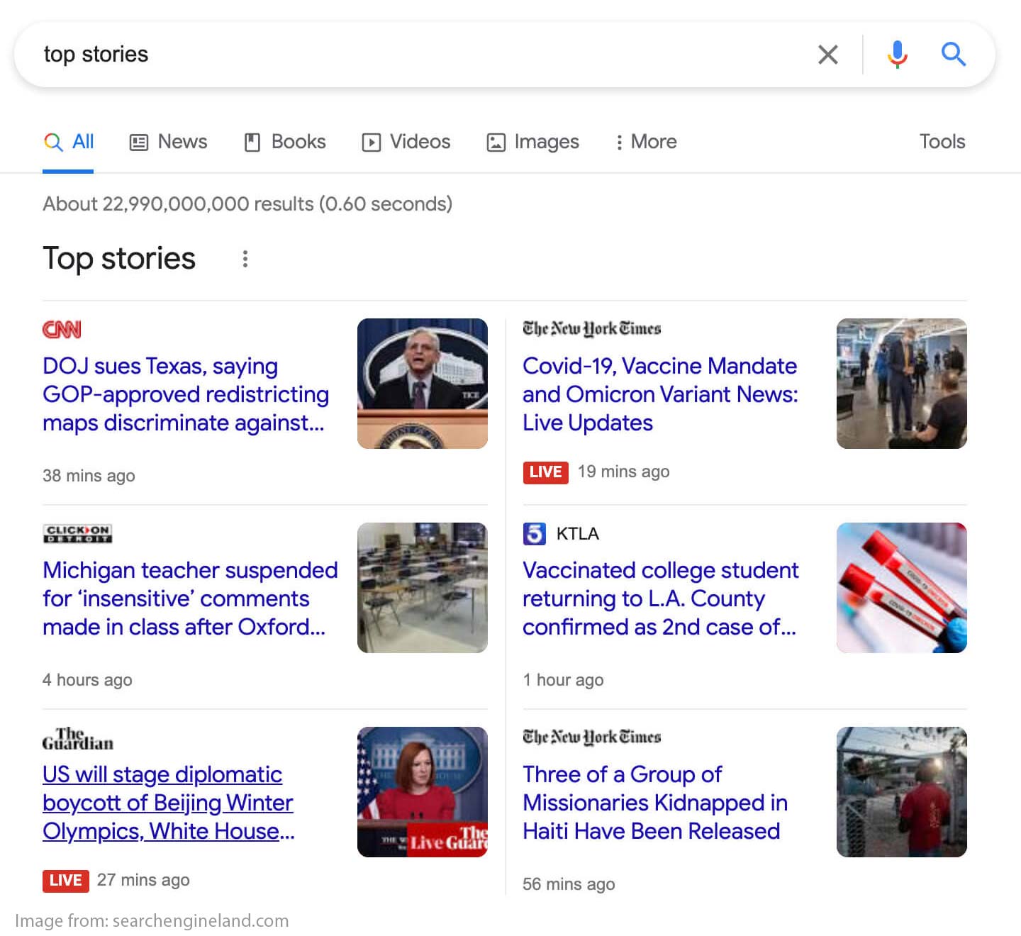 Google rolling out new Top stories design on desktop