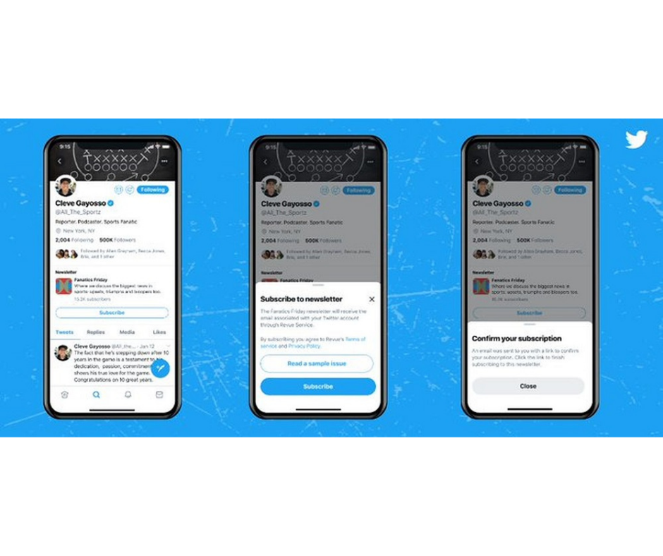 Soon you will be able to subscribe to newsletters directly via Twitter